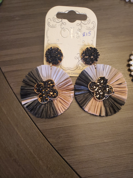 Tan/Grey/Black Tissue Paper Earrings