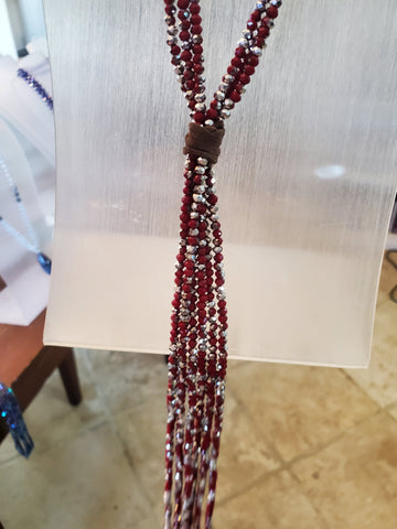 Beaded burgandy and silver