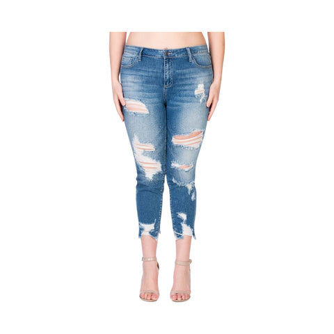 Blue Ripped Cropped Jeans