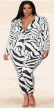 Zebra print pants suit