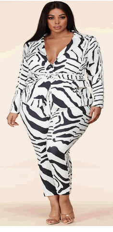 Zebra print pants suit
