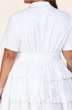White midi dress with ruffle